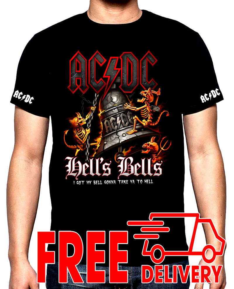 T-SHIRTS AC DC,Hells Bells, men's  t-shirt, 100% cotton, S to 5XL